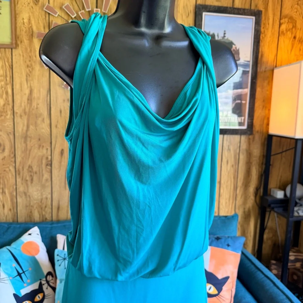 BCBGMAXAZRIA Teal Sleeveless RetrDress - Picture 11 of 12